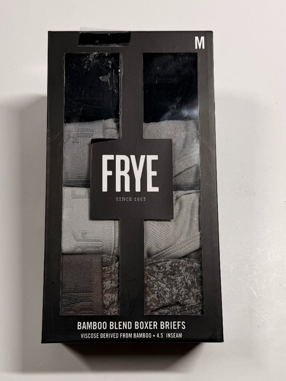 FRYE Bamboo Blend Boxer Briefs - 4 Pack - NWT - Medium - Black - Gray Shades